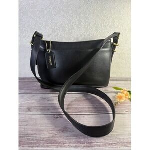 Vintage COACH Equestrian Slim Crossbody Shoulder Bag Black Leather